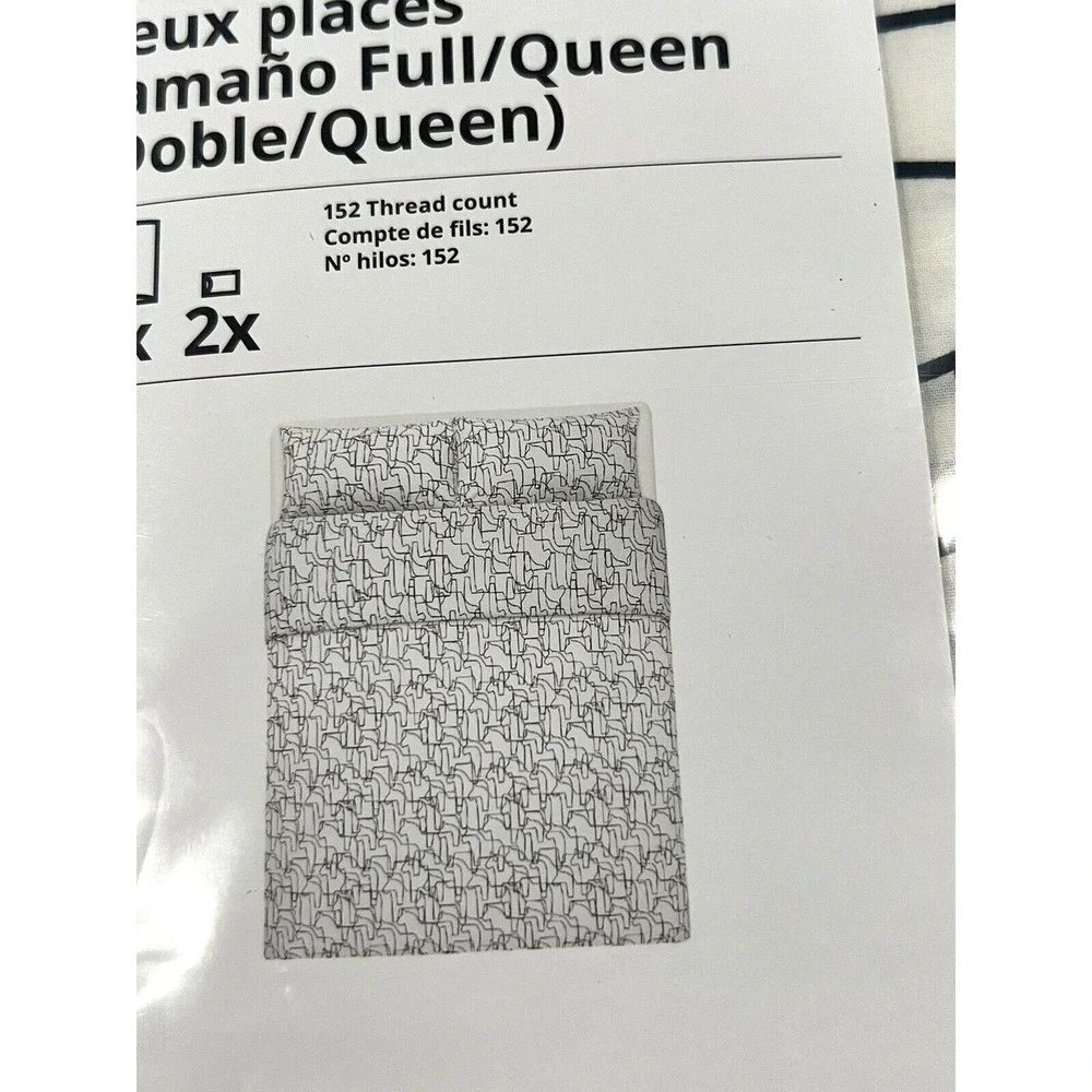 Ikea Hasthage Full/Queen Duvet Cover + 2 Pillowcases Dala Horse, White Black New